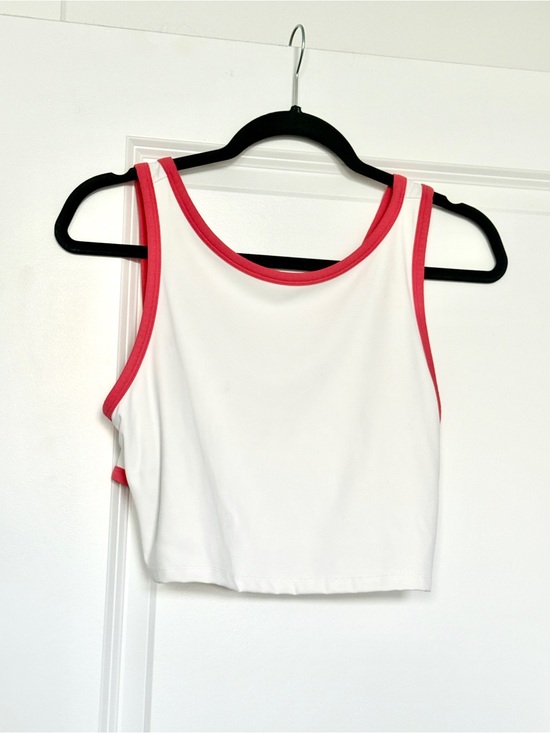 JoyLab Tops - JoyLab Women’s Longline White Tank Top with Coral Trim